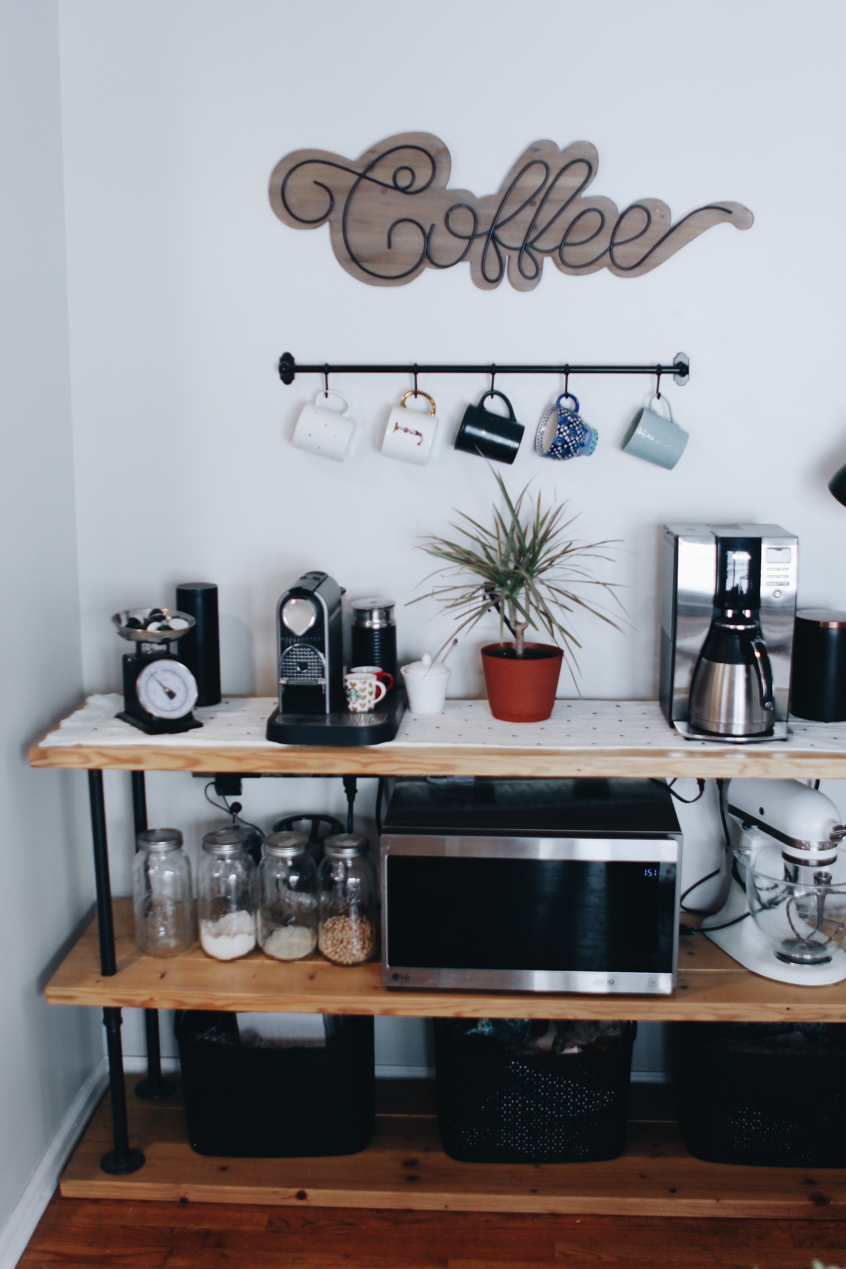 DIY Modern Farmhouse Industrial Coffee Bar for Modern Farmhouse Style 