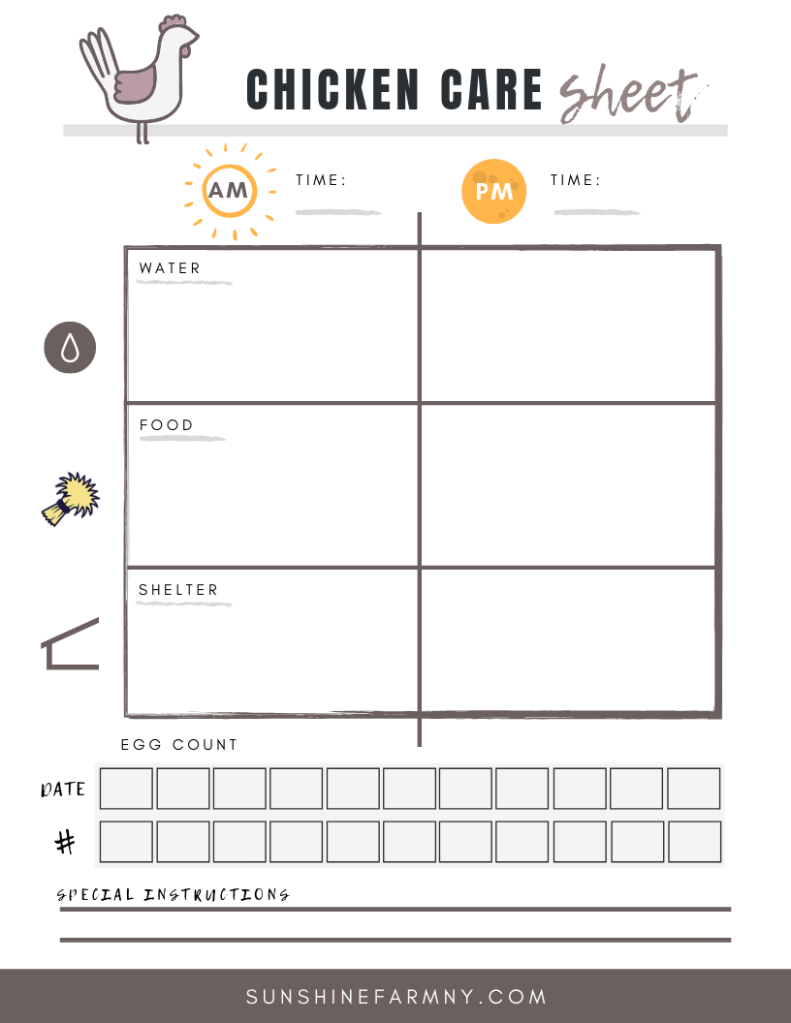 Farm Sitter Care Guide Chickens